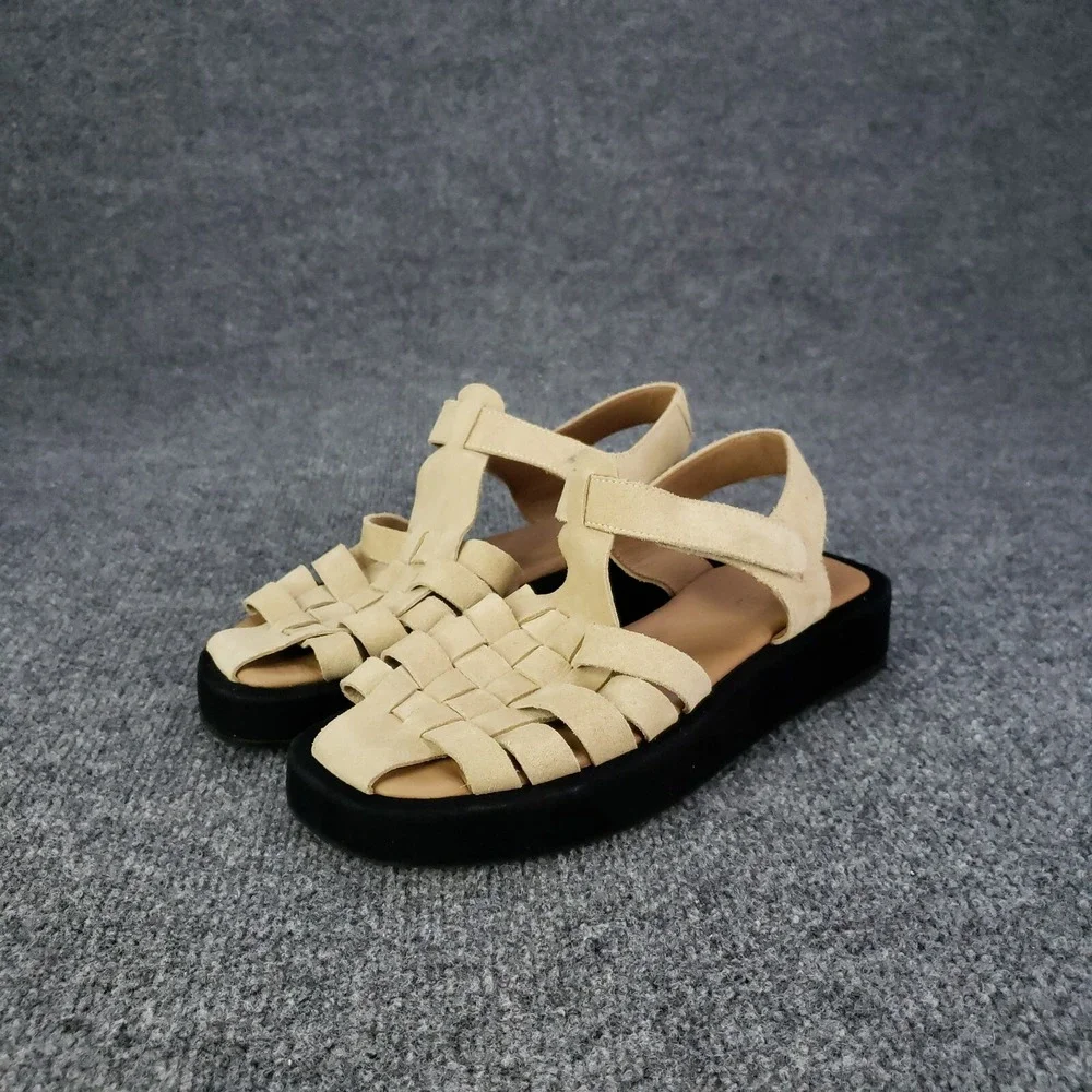 Flattered Gigi Sandal Womens Size EU 36 US 6 Beige Black Gladiator Strap Summer